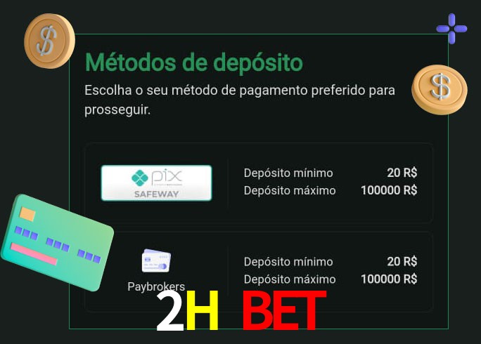 O cassino 2H Bet oferece uma grande variedade de métodos de pagamento